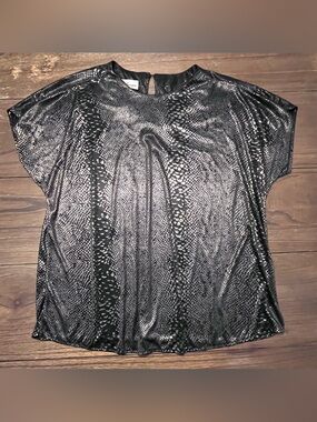Vintage Jeri Marque Blouse Top Silver Shimmer Womens size 38 Made in USA